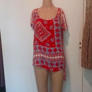 Lucky brand. red white and blue blouse size M.